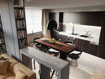 A Stylish Modern Apartment with Shades of Gray and Brown in Kiev by S&T architects (5)