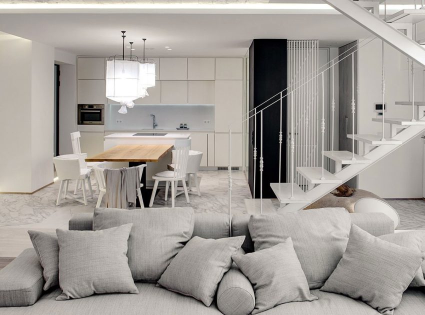 A Stylish Monochromatic Apartment with Exquisite Interiors in Kiev, Ukraine by FORM Architectural Bureau (1)