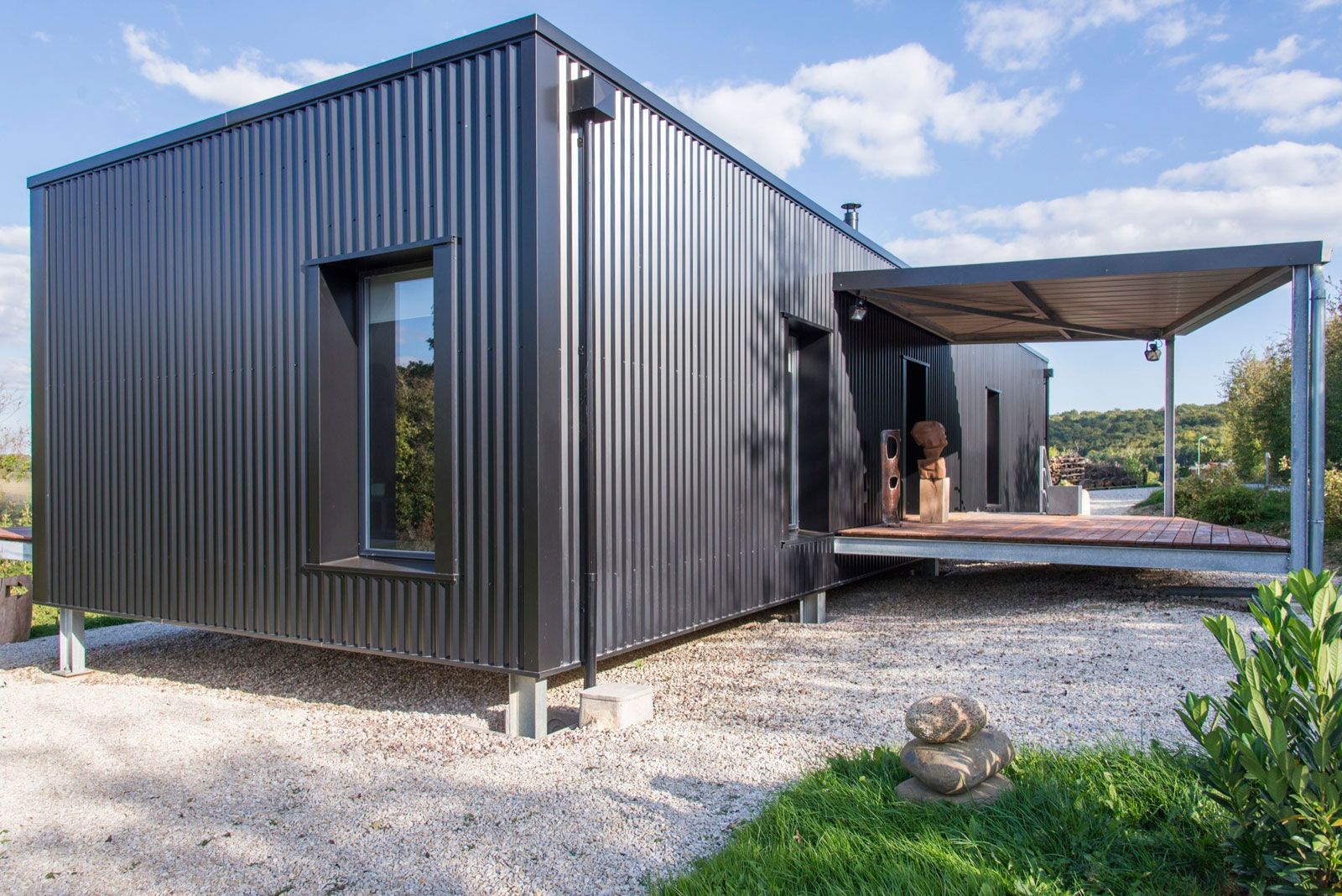 A Two Shipping Containers Turned into a Modern House for a Writer and Sculptor in Saint-Bresson by Spray Architecture & Gabrielle Vella-Boucaud (5)