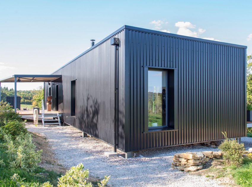 A Two Shipping Containers Turned into a Modern House for a Writer and Sculptor in Saint-Bresson by Spray Architecture & Gabrielle Vella-Boucaud (8)