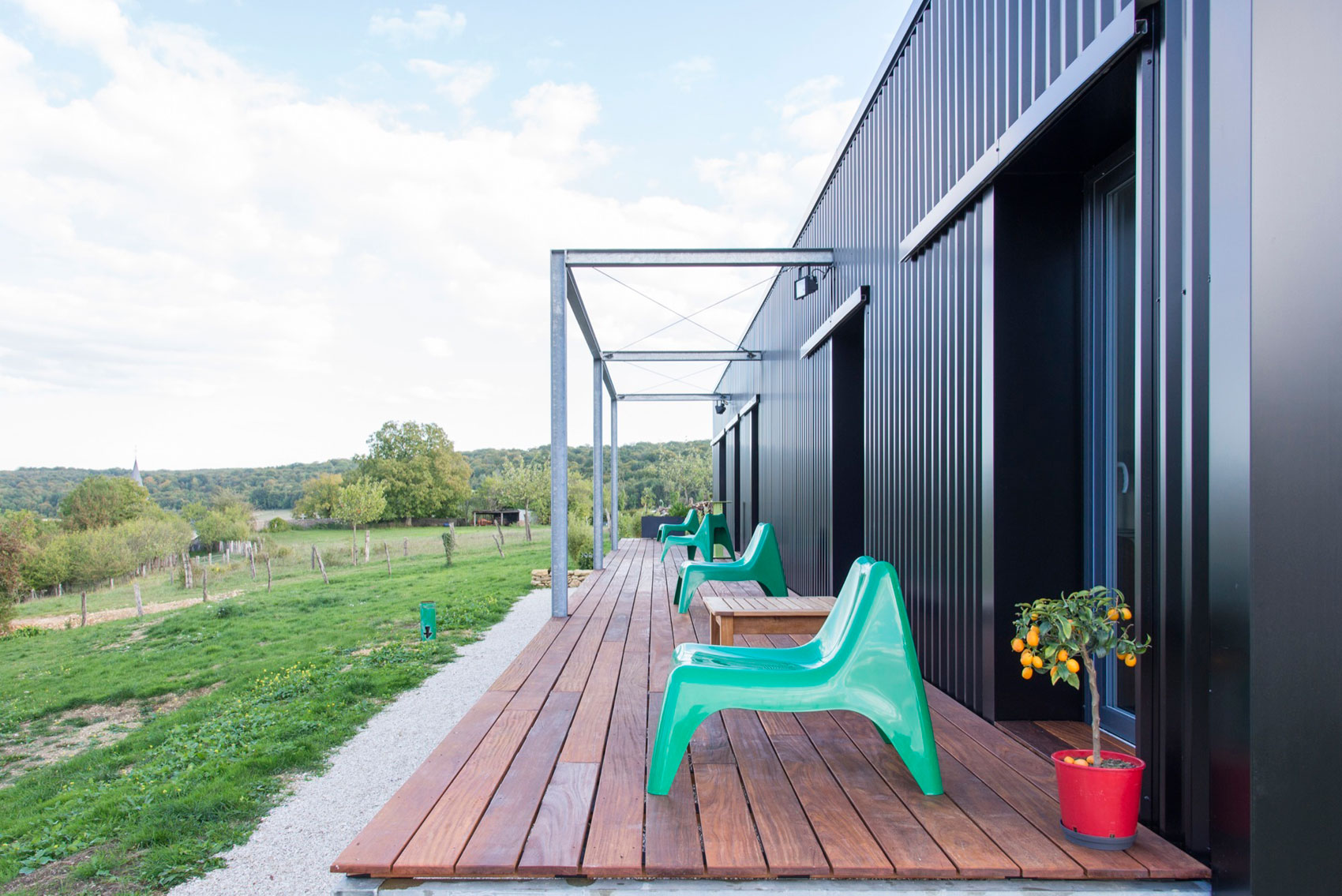 A Two Shipping Containers Turned into a Modern House for a Writer and Sculptor in Saint-Bresson by Spray Architecture & Gabrielle Vella-Boucaud (9)
