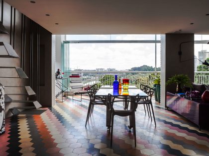 A Unique Artsy Contemporary Apartment with Colorful and Lively Interiors in São Paulo by Fabio Galeazzo Design (19)