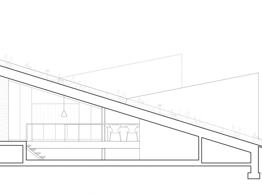 A Unique Modern Home with Sloping Green Roof and Split-Level Interior in Maldegem, Belgium by OYO (21)