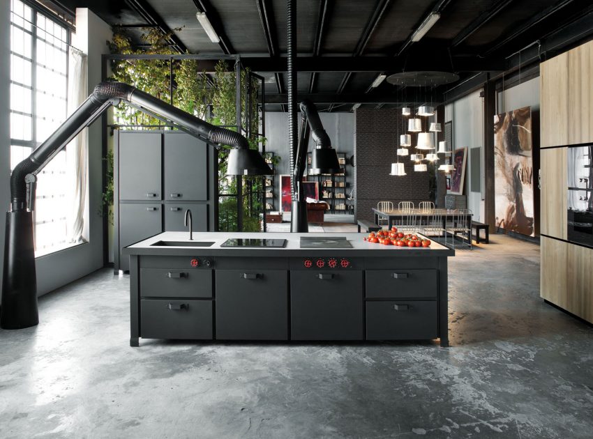 An Eclectic and Stylish Apartment Wrapped on Dark and Dramatic Color in Milan by Silvio Stefani (4)