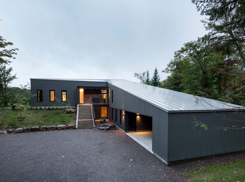 An Elegant L-Shaped House with Futuristic Interiors in Lac de la Cabane, Canada by naturehumaine (7)