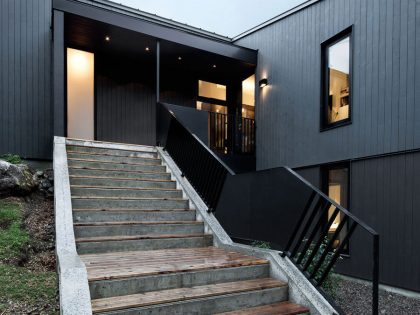 An Elegant L-Shaped House with Futuristic Interiors in Lac de la Cabane, Canada by naturehumaine (8)