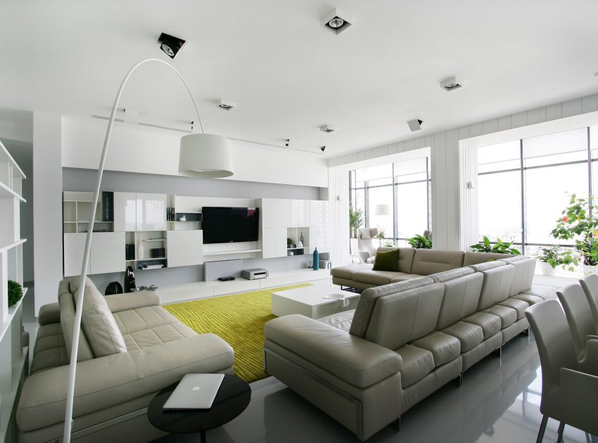 An Elegant Modern Apartment with White and Neutral Tones in Dnipropetrovsk Oblast by Azovskiy & Pahomova Architects (1)