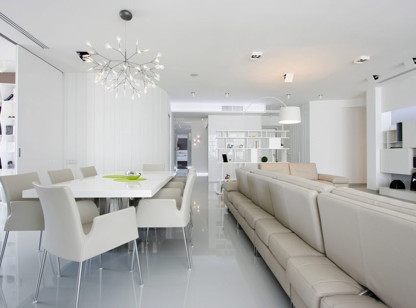 An Elegant Modern Apartment with White and Neutral Tones in Dnipropetrovsk Oblast by Azovskiy & Pahomova Architects (6)