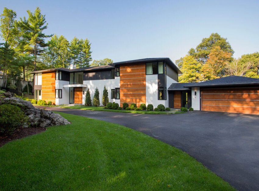 An Elegant Modern House with Contemporary and Transitional Vibes in Weston, Massachusetts by LDa Architecture & Interiors (1)