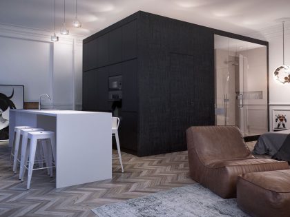 An Elegant and Sophisticated Apartment with Chic Parquet Floors in Moscow