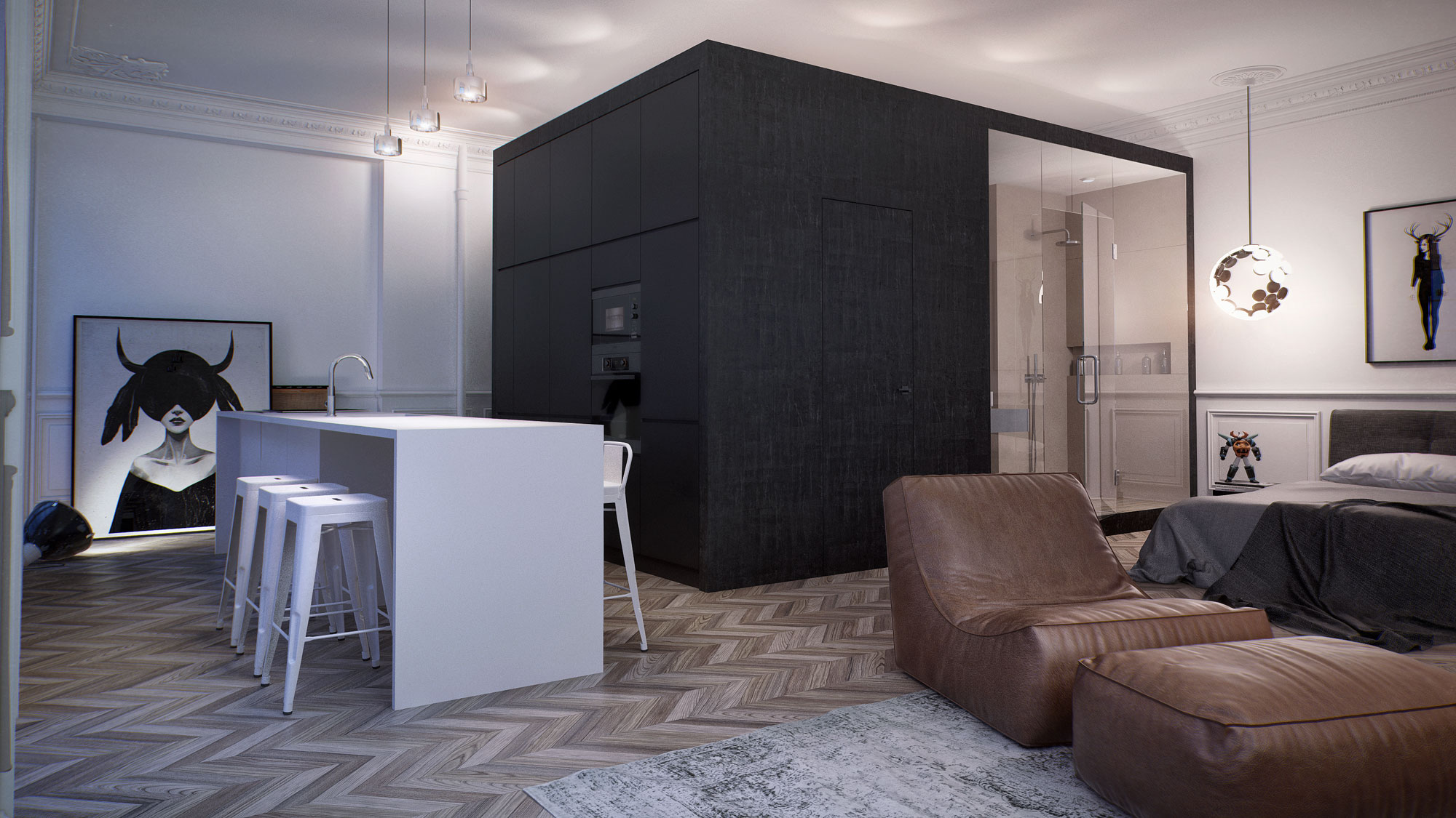 An Elegant and Sophisticated Apartment with Chic Parquet Floors in Moscow by INT2 Architecture (1)
