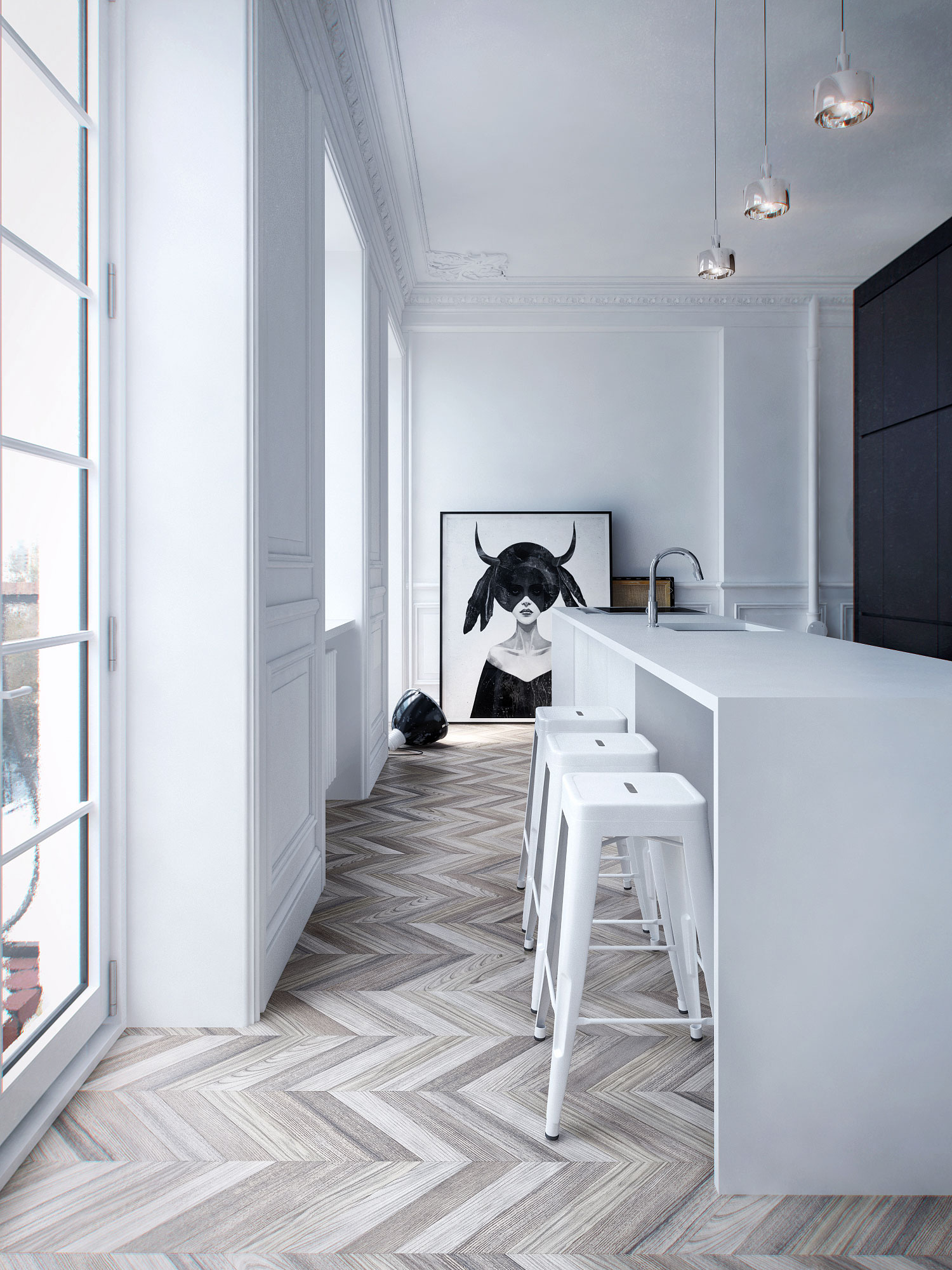 An Elegant and Sophisticated Apartment with Chic Parquet Floors in Moscow by INT2 Architecture (5)
