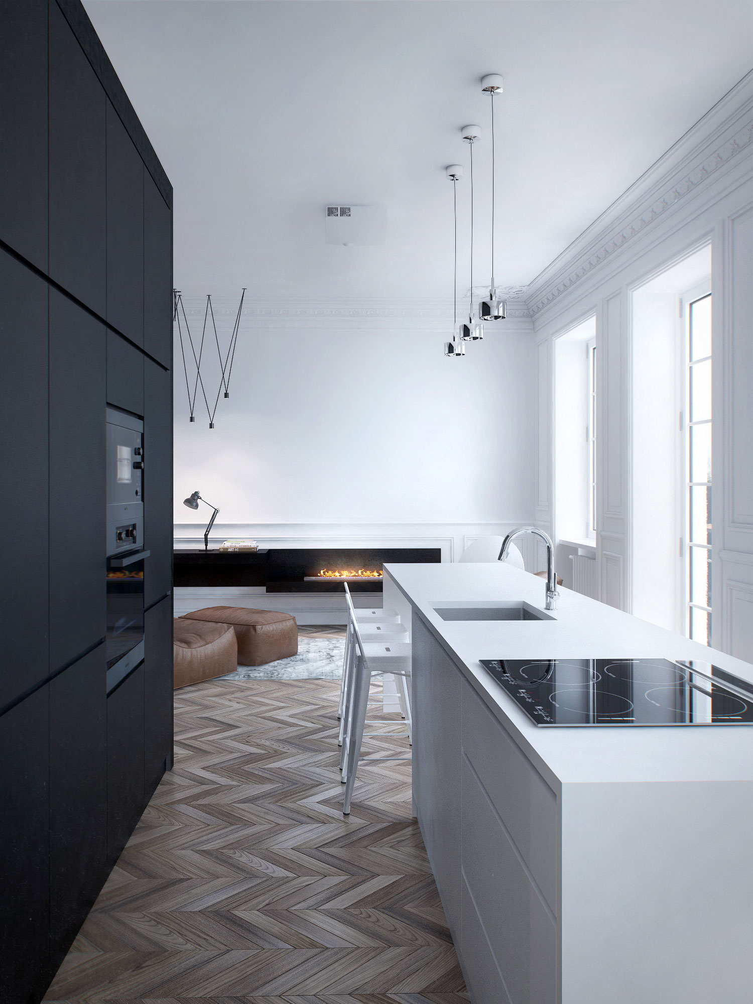 An Elegant and Sophisticated Apartment with Chic Parquet Floors in Moscow by INT2 Architecture (8)