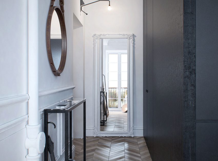 An Elegant and Sophisticated Apartment with Chic Parquet Floors in Moscow by INT2 Architecture (9)