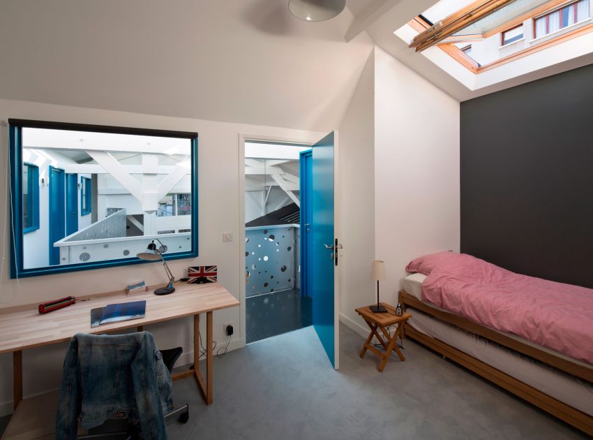 An Old Carpentry Turned into a Colorful Modern Loft with Character in Paris by Agnès et Agnès (14)