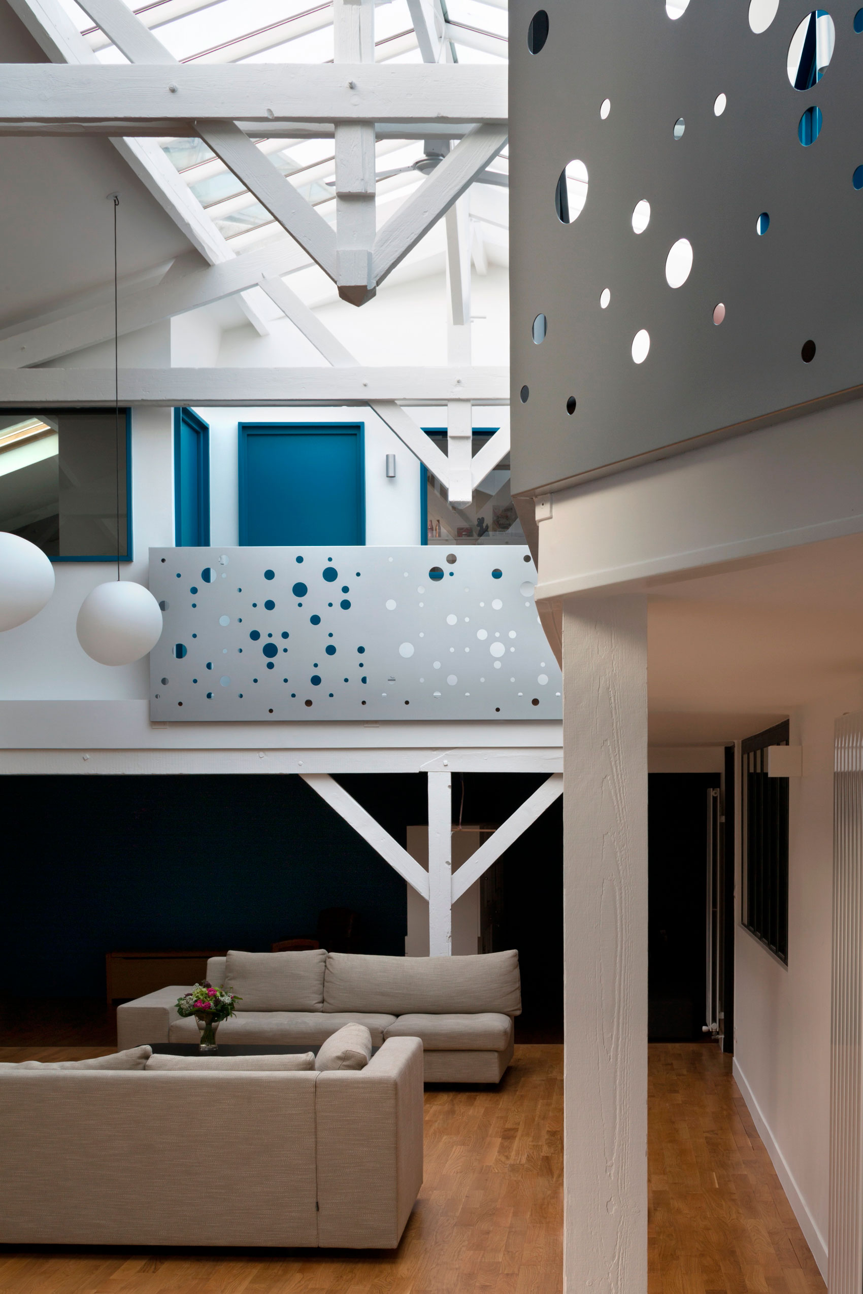 An Old Carpentry Turned into a Colorful Modern Loft with Character in Paris by Agnès et Agnès (3)