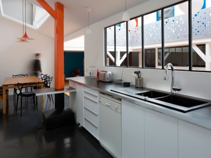 An Old Carpentry Turned into a Colorful Modern Loft with Character in Paris by Agnès et Agnès (4)