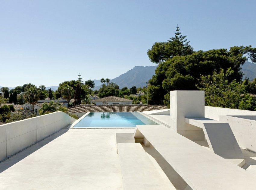 A Bright Modern Concrete Home with Cantilevered Rooftop Pool in Marbella, Spain by Wiel Arets Architects (9)