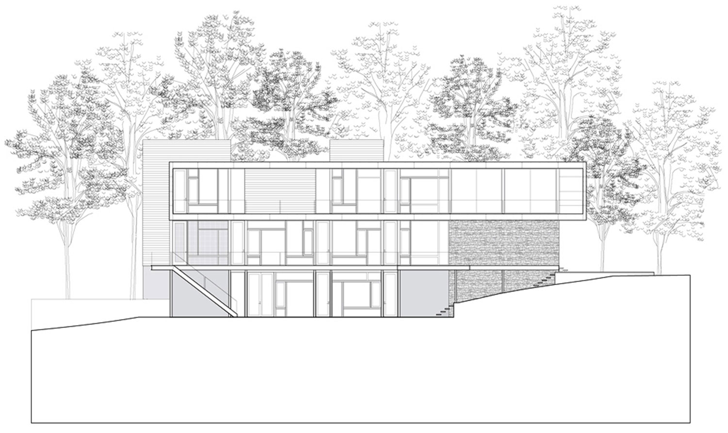 A Bright Contemporary Waterfront Home Overlaps Stone and Glass Volumes in Cabin John by Robert M. Gurney Architect (28)