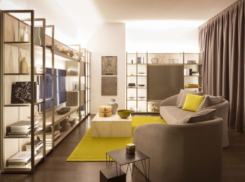 A Chic Apartment with Warm Interior and Ingeniously Light Fixtures in Milan, Italy by Matteo Nunziati (1)