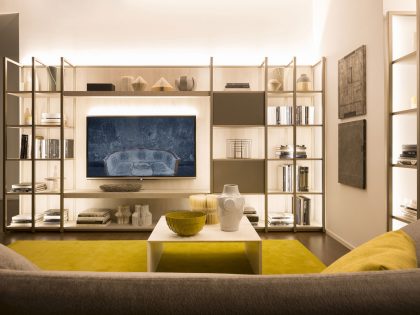 A Chic Apartment with Warm Interior and Ingeniously Light Fixtures in Milan, Italy by Matteo Nunziati (2)