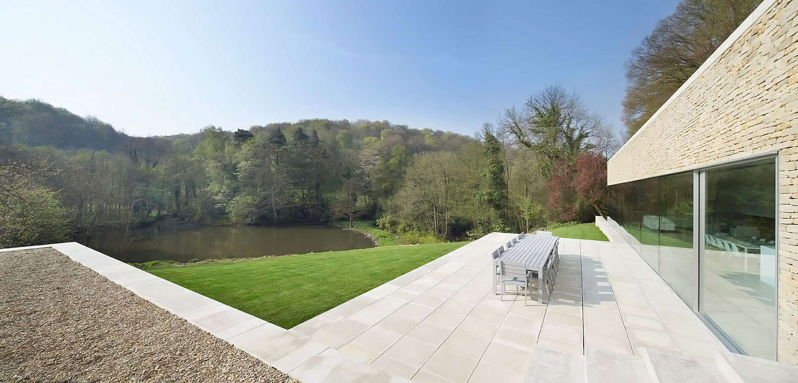 A Contemporary Vacation Home Surrounded by Perfect Landscaping and Green Rolling Grass in Cotswolds, England by Found Associates (4)