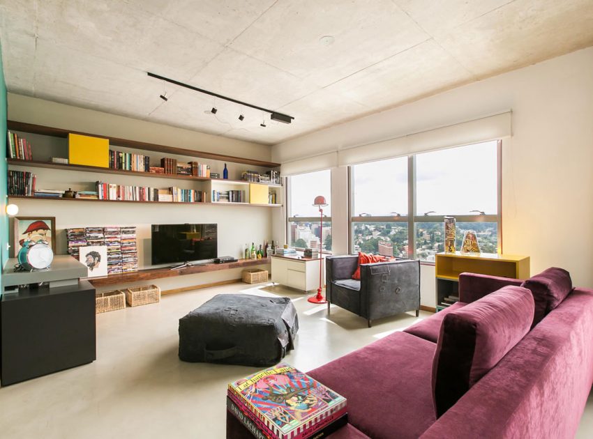 A Colorful and Comfortable Modern Apartment Full of Raw Materials in São Paulo by DT estúdio arquitetura (1)