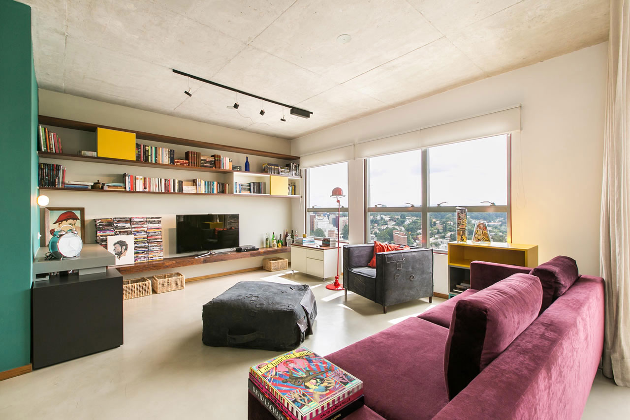 A Colorful and Comfortable Modern Apartment Full of Raw Materials in São Paulo by DT estúdio arquitetura (1)