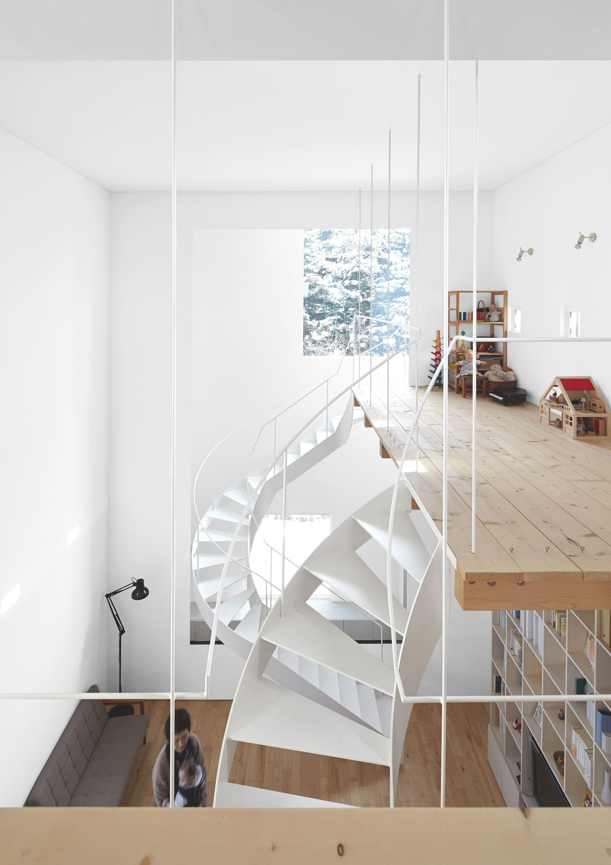 A Cozy and Bright Modern House with Two Twisting Staircases in Sapporo, Japan by Jun Igarashi Architects (10)