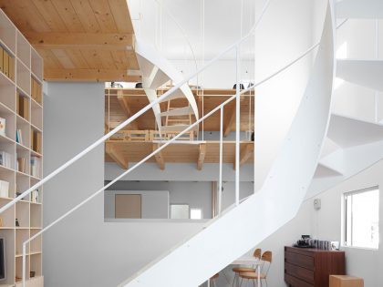 A Cozy and Bright Modern House with Two Twisting Staircases in Sapporo, Japan by Jun Igarashi Architects (5)