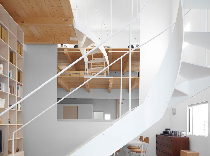 A Cozy and Bright Modern House with Two Twisting Staircases in Sapporo, Japan by Jun Igarashi Architects (5)