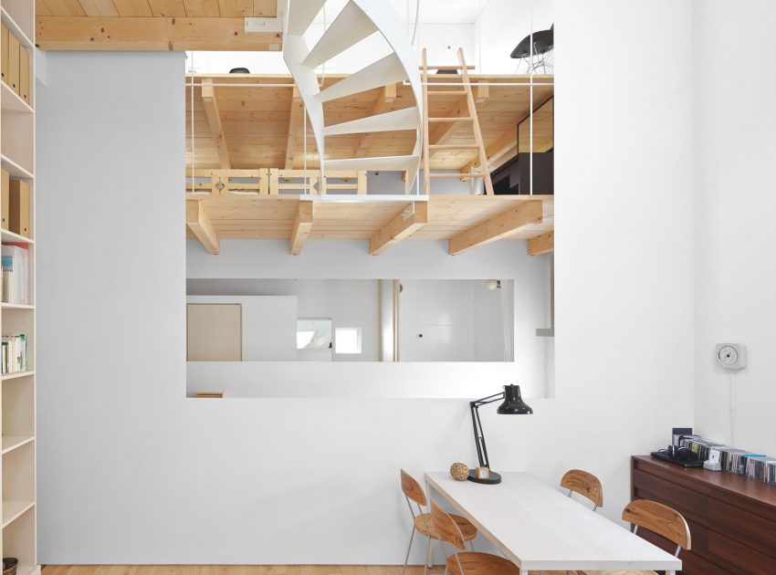 A Cozy and Bright Modern House with Two Twisting Staircases in Sapporo, Japan by Jun Igarashi Architects (7)