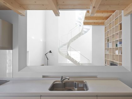 A Cozy and Bright Modern House with Two Twisting Staircases in Sapporo, Japan by Jun Igarashi Architects (9)