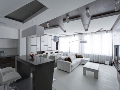 A Dramatic Modern Apartment with a Neutral Color Palette in Moscow by Vladimir Malashonok (1)
