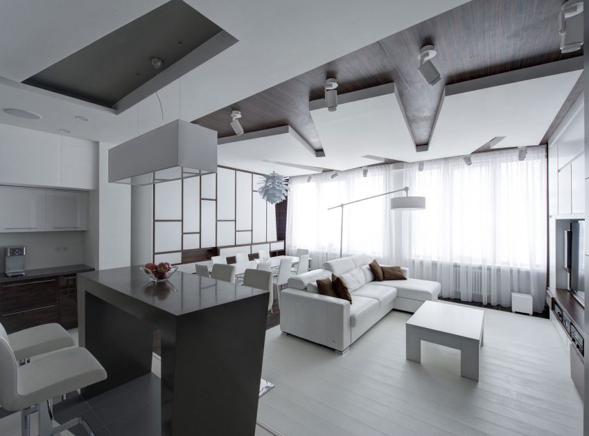 A Dramatic Modern Apartment with a Neutral Color Palette in Moscow by Vladimir Malashonok (1)