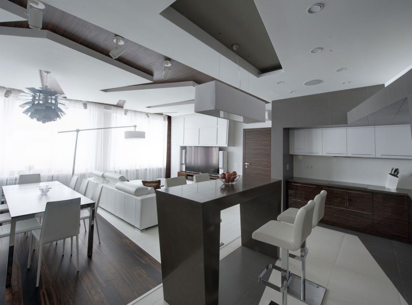 A Dramatic Modern Apartment with a Neutral Color Palette in Moscow by Vladimir Malashonok (5)