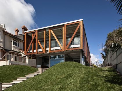 A Geometric Modern Beachfront Home Composed of Three Separate Structures in New Zealand by Athfield Architects (2)