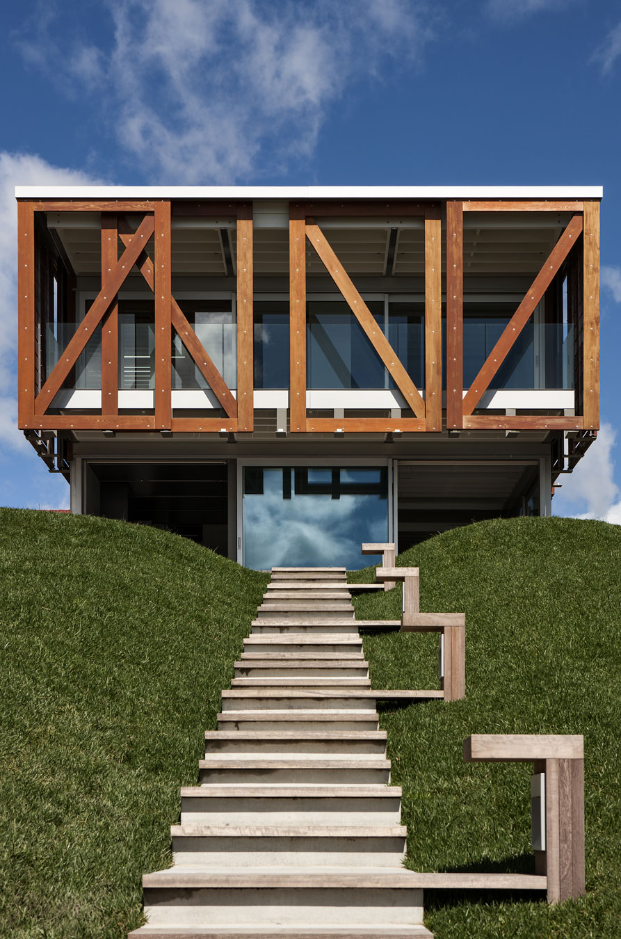 A Geometric Modern Beachfront Home Composed of Three Separate Structures in New Zealand by Athfield Architects (3)