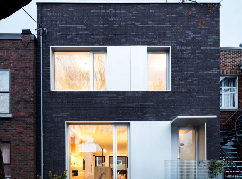 A Home with a Brick Front and a Monochrome Back for Family of Four in Montreal by NatureHumaine (5)