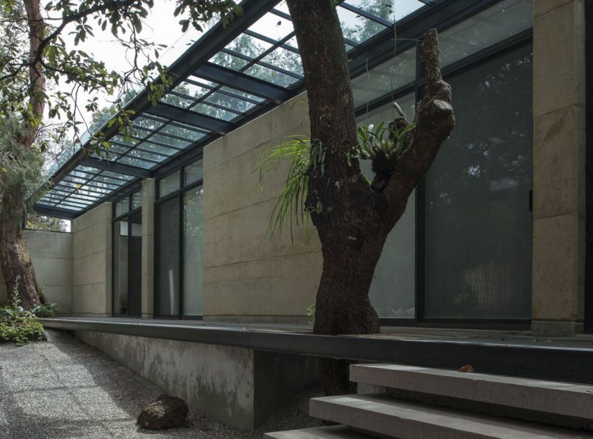 A Modern Concrete Home Surrounded by Trees and Vegetation Embrace in Morelos by Taller|A arquitectos (4)