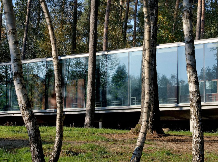 A Modern Forest House Built From Glass, Iron and Wood Structure in Ottignies, Belgium by Artau Architecture (1)