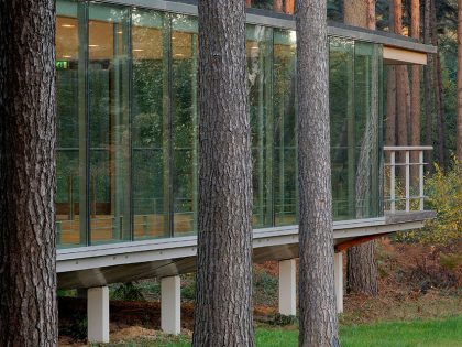 A Modern Forest House Built From Glass, Iron and Wood Structure in Ottignies, Belgium by Artau Architecture (2)