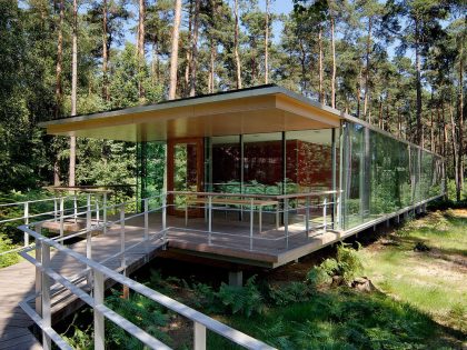 A Modern Forest House Built From Glass, Iron and Wood Structure in Ottignies, Belgium by Artau Architecture (4)