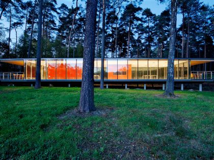 A Modern Forest House Built From Glass, Iron and Wood Structure in Ottignies, Belgium by Artau Architecture (9)