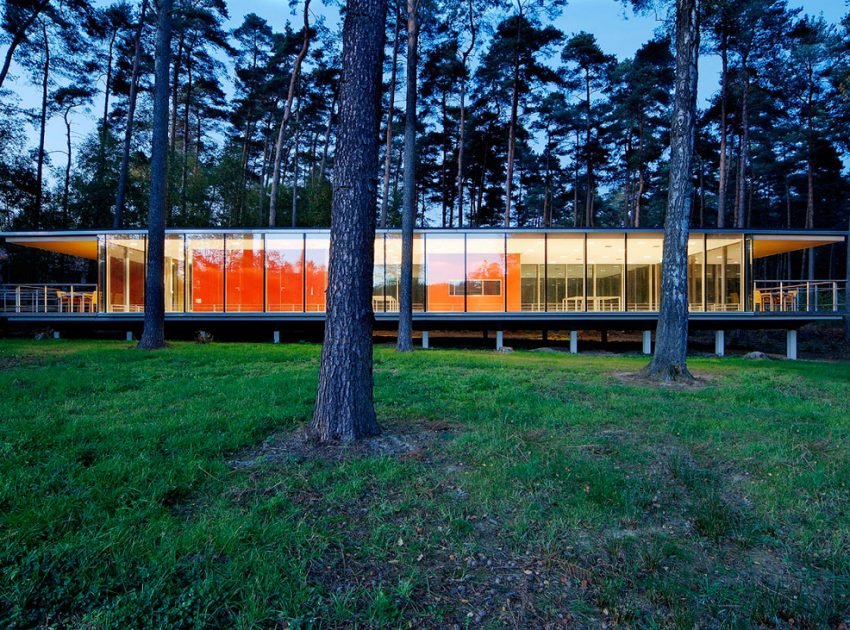 A Modern Forest House Built From Glass, Iron and Wood Structure in Ottignies, Belgium by Artau Architecture (9)