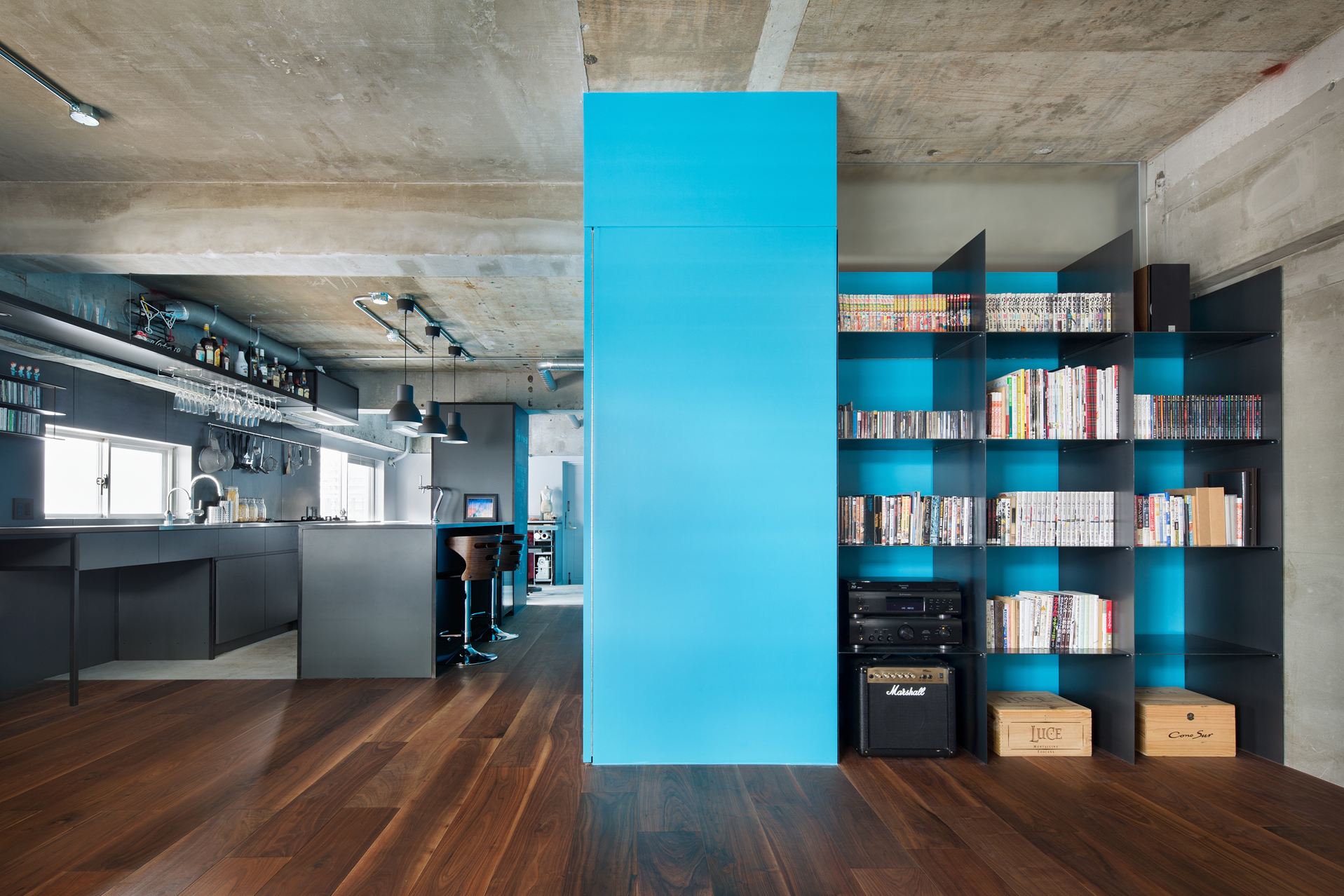 A Small Modern Industrial Apartment for Creative Couple in Saitama Prefecture, Japan by Keiji Ashizawa Design (1)