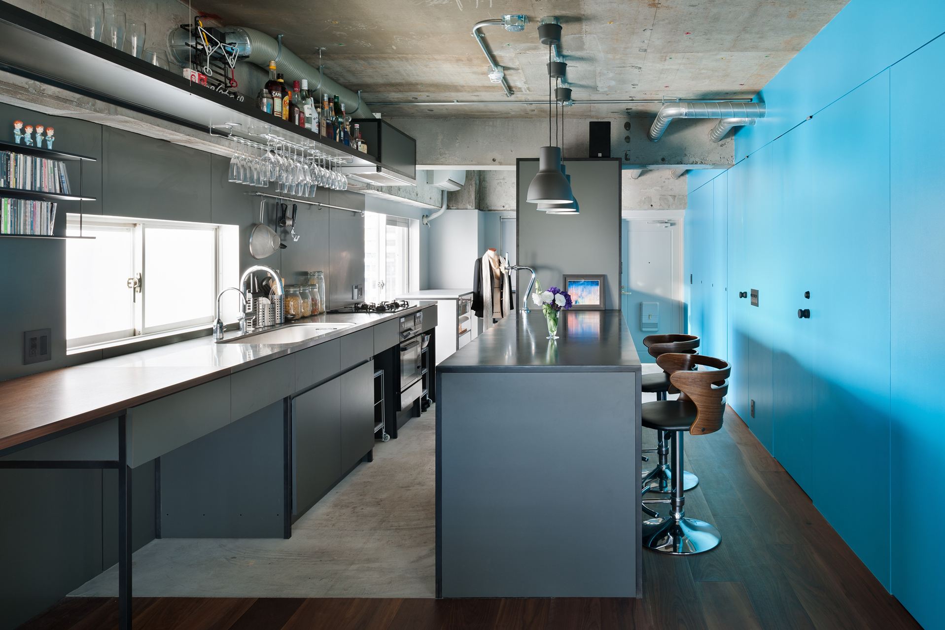 A Small Modern Industrial Apartment for Creative Couple in Saitama Prefecture, Japan by Keiji Ashizawa Design (3)
