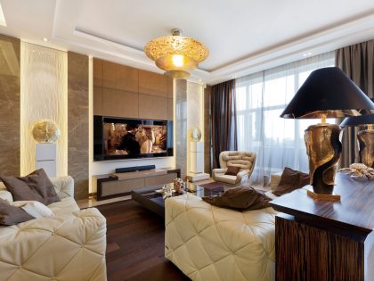 A Sophisticated Art Deco Home with Elegant Rich Wood and Golden Accents in St. Petersburg by NG Studio (1)