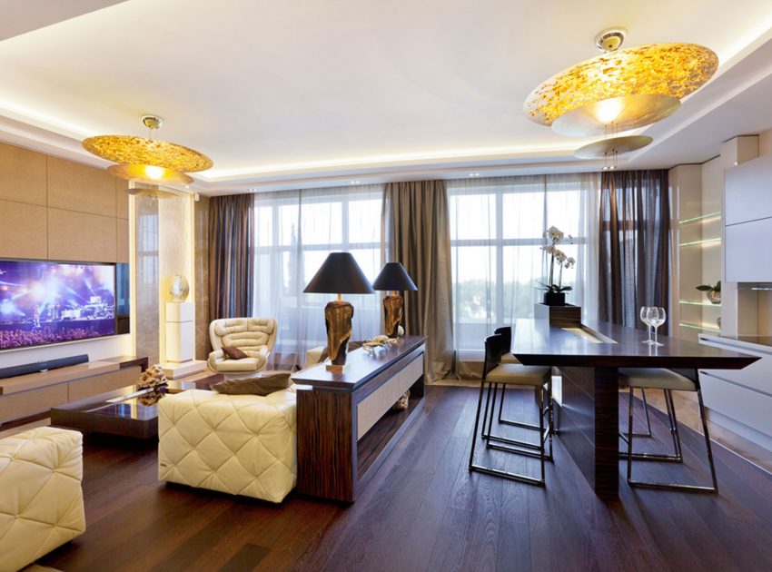 A Sophisticated Art Deco Home with Elegant Rich Wood and Golden Accents in St. Petersburg by NG Studio (5)