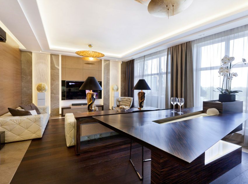 A Sophisticated Art Deco Home with Elegant Rich Wood and Golden Accents in St. Petersburg by NG Studio (9)